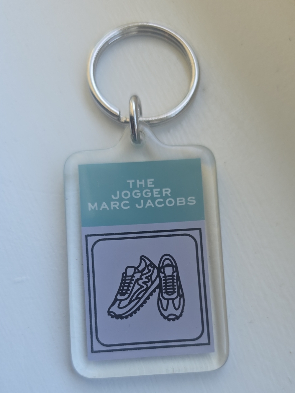 Marc Jacobs Aqua & White The Jogger Acrylic Keyring